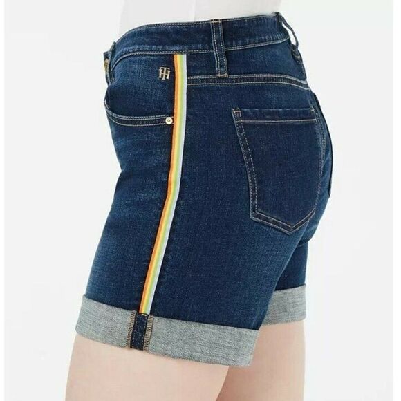 NWT Tommy Hilfiger Greenwich Shorts Midrise Side-Striped Denim Women's Size 6 - Picture 2 of 13